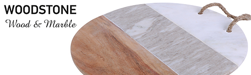 Woodstone marmer acacia hout buffet presentatie kaas brood plank schaal logo2