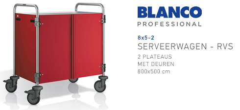 Chariot de service '8x5-2' - 2 plateaux avec portes - Blanco