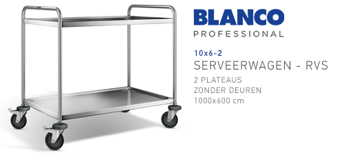 Chariot de service '10x6-2' - 2 plateaux sans portes - Blanco
