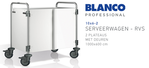 Chariot de service '10x6-2' - 2 plateaux avec portes - Blanco