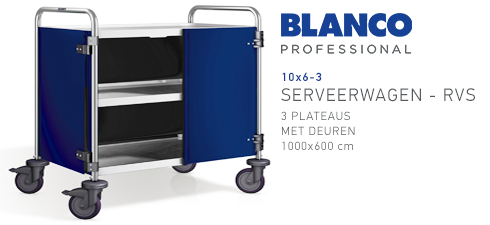 Chariot de service '10x6-3' - 3 plateaux avec portes - Blanco