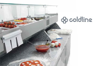Coldline Bars à salade avec vitrines réfrigérées.