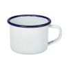 Mok mini emaille 12cl wit blauwe rand met oor
