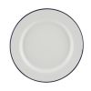 Bord emaille rond 26cm. wit blauwe rand