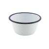 Ovenschaal emaille rond 12cm wit blauwe rand