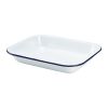Schaal rechthoekig 31x25cm emaille wit blauwe rand