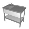 Spoelwerktafel roestvrijstaal spoelbak links