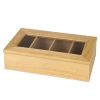 Theedoos afm 33.5x20cm 4 vaks licht hout glas